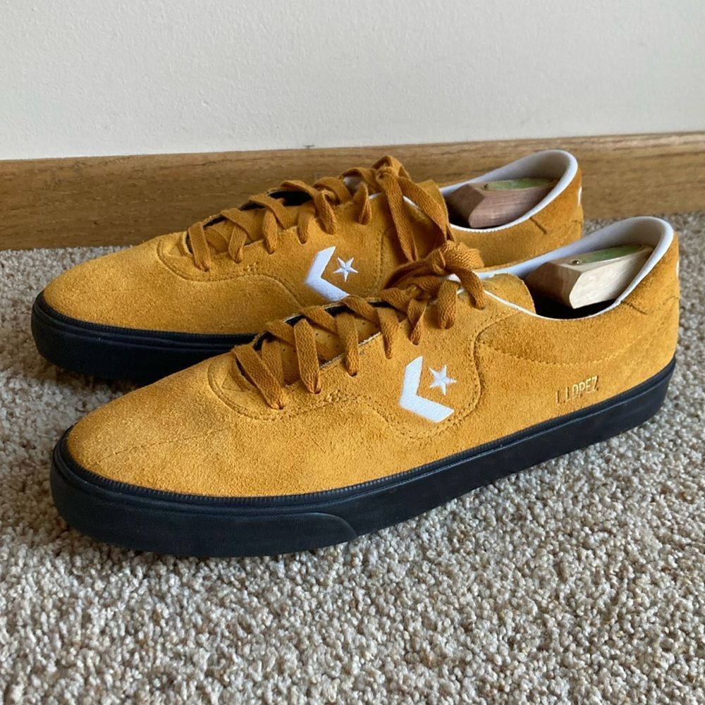 Converse CONS Mustard Louie Lopez Pro Mono Classic Suede Saffron Yellow Men’s 12